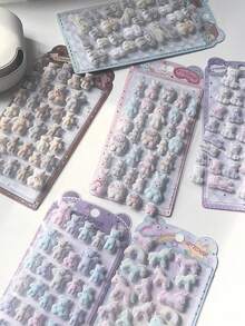 Autocollants 3D flocage Q-Lia, autocollants gaufrés motif lapin et ours, convient pour le scrapbooking DIY, les coques de téléphone, les journaux, les autocollants décoratifs, pack de recharge d'autocollants - Multicolore - Voir 4