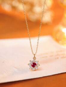 1pc S925 Sterling Silver Luxury High-End Sunflower Pendant Collarbone Necklace For Women, Classic Elegant Sophisticated Niche Design, Cool Style Neck Accessory For Daily Wear, Vacation, Party, Evening Banquet, Casual Outfit, Valentine's Day Anniversary Gift For Girlfriend - Sunflower - View 3