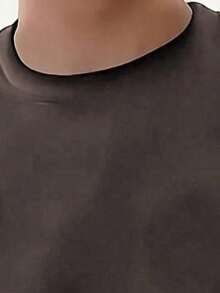 Men's Solid Color Minimalist Pullover Thermal Lined Sweatshirt, Autumn/Winter - Coffee Brown - View 8