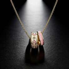 Light Luxury Classic Triple Ring Lucky Bead Necklace For Women, Letter Smile Full Rhinestone C Pendant Collarbone Chain - Two-ring Necklace - View 7