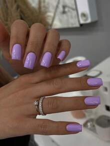 Minimalism Purple Solid Color Simple Style 24pcs Short Square Press-On Nails Fake Nail Tips Nail Stickers Manicure Set Suitable For Daily Wear, Dating, Afternoon Tea, Outings - Multicolor - View 1