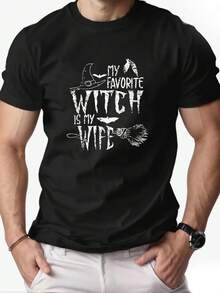 Men'S WITCH Graphic Summer Casual Short-Sleeve T-Shirt, For Halloween - 白色 - 查看 6