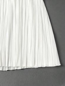 Women's Wedding Bride Party Dress, Asymmetric Shoulder Ruched Feather Design Evening Gown, Cocktail Party Dress, Student Formal Dress White - White - View 5