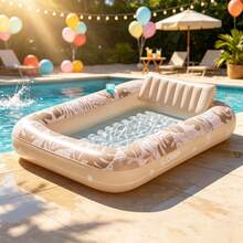 1pc Inflatable Pool Float Bed, Inflatable Water Lounger, Tropical Leaf Print, Waterproof & Easy To Clean, Comfortable Backrest, Soft Headrest, Adult Size, Suitable For Summer Pool Party, Beach And Backyard Relaxation - A - View 5