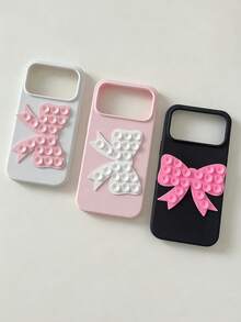 Cute Bow Double-Sided Silicone Suction Phone Holder, Portable Hands-Free Stand For Selfies/Vlog, Universal Anti-Slip Grip Accessory For Girls - Multicolor - View 1