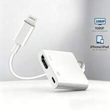 1件 Lightning 轉接線，手機投屏音訊同步螢幕連接線，HD 顯示器電視螢幕連接轉接頭，高效快充分配器，相容 iPhone 14 Pro Max/14 Pro/14 Plus/14/13/12/11 系列，即插即用轉換器 - 查看 1