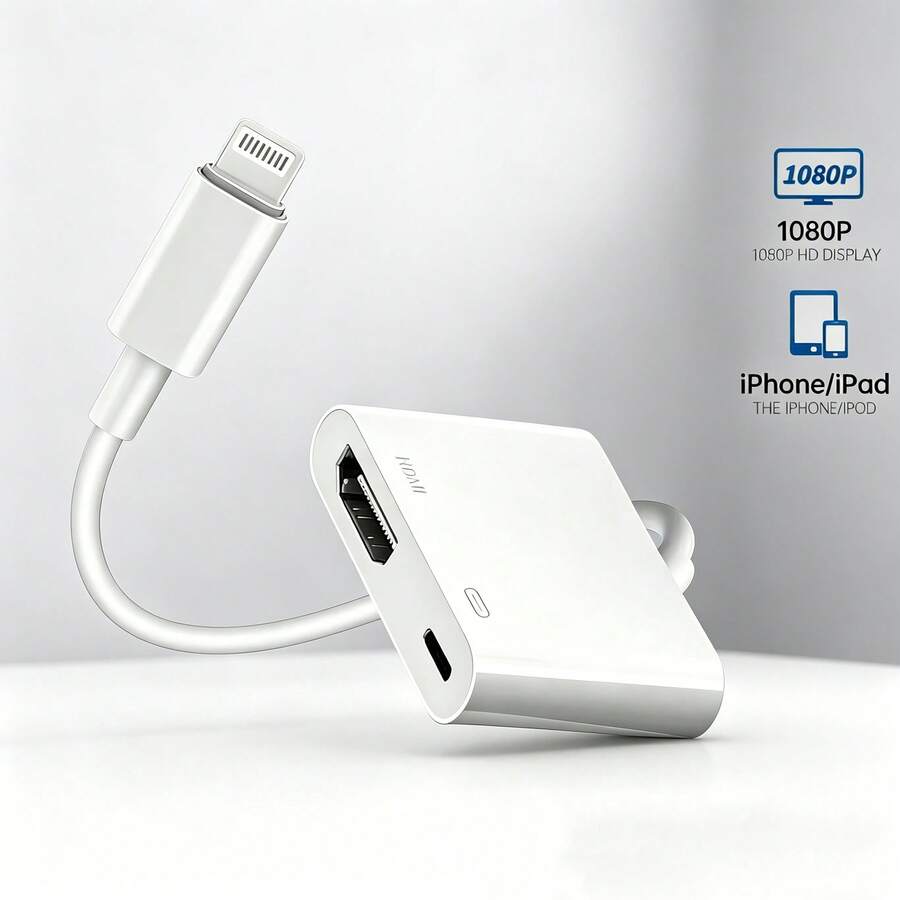 1件 Lightning 轉接線,手機投屏音訊同步螢幕連接線,HD 顯示器電視螢幕連接轉接頭,高效快充分配器,相容 iPhone 14 Pro Max/14 Pro/14 Plus/14/13/12/11 系列,即插即用轉換器 - 查看 1