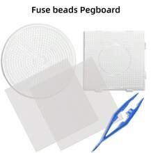 Pana-beads 1pc/Set, 2pcs/Set 5mm Square/Round Pegboard For Fuse Beads, Transparent Hama Board Plastic Perler Bead Pegboard, Fuse Beads And Perler Beads, Beading Supplies, Beading And Jewelry Making - Transparent - View 1