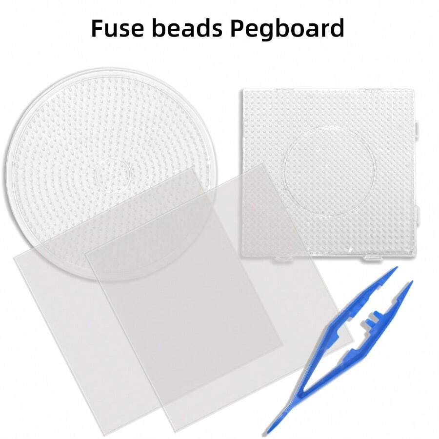 Pana-beads 1pc/Set, 2pcs/Set 5mm Square/Round Pegboard For Fuse Beads, Transparent Hama Board Plastic Perler Bead Pegboard, Fuse Beads And Perler Beads, Beading Supplies, Beading And Jewelry Making - Transparent - View 1