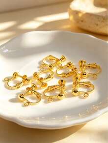 4/10/20pcs Brass Women's Screw-On Clip-On Earring Converters (With Comfortable Pads) For DIY Earrings, Suitable For Non-Pierced Ears, No Piercing Required, Easy To Use With Round Anti-Slip And Pain-Free Pads, Handmade DIY Earring Accessories - Screw Ear Clip - View 4