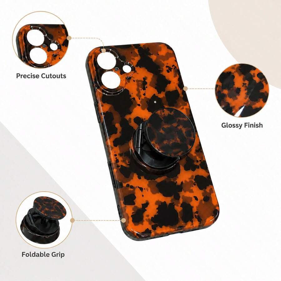 European & American Deep Amber + Round Lens Phone Case Compatible With Apple 17 Pro Max, 16 Pro Max, 15 Pro, 14, 13, Cute Girl Style, Fashionable, Protective Cover For Girls And Boys, Spring/Summer Phone Case, Birthday Gift, Holiday Gift - Brown - View 1