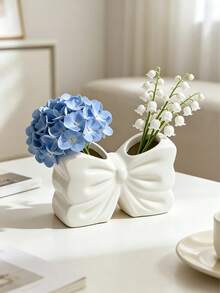 1pc Cute Bowknot Vase, Fashionable Dual-Opening Design, Suitable For Living Room Bedroom Desktop Decoration, Perfect For Mother's Day Valentine's Day Gift - 1PC - View 3