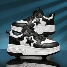 Girls' Fashion Roller Skating Shoes, Quick Lacing, Ultra Comfortable, Detachable Wheels, Outdoor Adventure Roller Shoes - Black - View 3