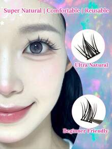 100pcs Cluster False Eyelashes 10-11mm C Curl Fine Textured Single Cluster Lashes Natural Makeup Look D Curl Fluffy Cluster Lashes DIY Eyelash Extensions Single Cluster - C - View 2