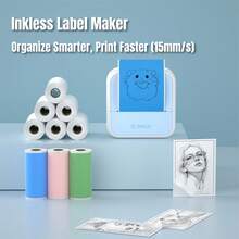 ORICO 2 Inch Portable Mini Thermal Printer, Label Maker With Paper Roll, Small Pocket Printer, Easy To Use, Suitable For Office, Home, Small Business, Address, Logo, Clothing, Stickers - Baby Blue - View 13
