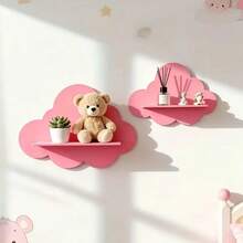 Bohemian Floating Shelf, Unique Wooden Wave Cloud Shaped Wall Mounted Shelf, Suitable For Various Room Types, Cute Decorative Design, Exquisite Room Decor For Girls - Cloud Wall Shelf - View 2