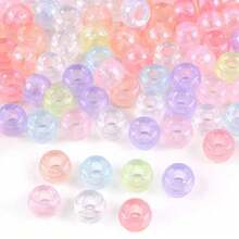 200/300pcs Mixed Color Pony Beads, Large Hole Barrel Beads For Dreadlocks, Jewelry Making Beads, Suitable For DIY Bracelets, Jewelry, Necklaces, Dreadlock Making Beads, Handmade Braided Bags - Multicolor - View 4