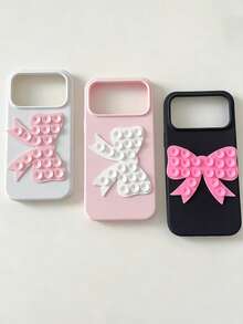 Cute Bow Double-Sided Silicone Suction Phone Holder, Portable Hands-Free Stand For Selfies/Vlog, Universal Anti-Slip Grip Accessory For Girls - Multicolor - View 2