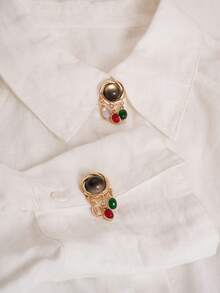1pc/2pcs Button Cover For Shirt Glass Cufflink Cover Vintage Sleeve Button Clip On Button For Dress Wedding Tux Decoration Button Clothing Accessories - Star - View 4