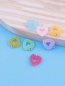 20/50pcs Colorful Soft Candy Heart Shaped Pendant Charms, Cute Kawaii Resin Pendants For Earrings, Bracelets, Jewelry Making, Bulk - Multicolor - View 3