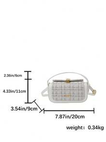 Tas Selempang Kotak Persegi untuk Wanita, Dapat Digenggam, Gaya Elegan Minimalis untuk Wanita, Kapasitas Besar, Putih - Putih - View 9