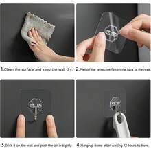 Damage-Free Adhesive Hooks, Wall Hooks For Hanging Items, Suitable For Kitchen, Bathroom, Picture Frames, Posters, Clocks And More, Easy To Tear And Stick Multi-Purpose Hooks, Practical Hooks, Easy Installation, Damage-Free Removal, Damage-Free Hanging, Streamlined Hook Design | Modern | Waterproof | Rust-Proof - Multicolor - View 4
