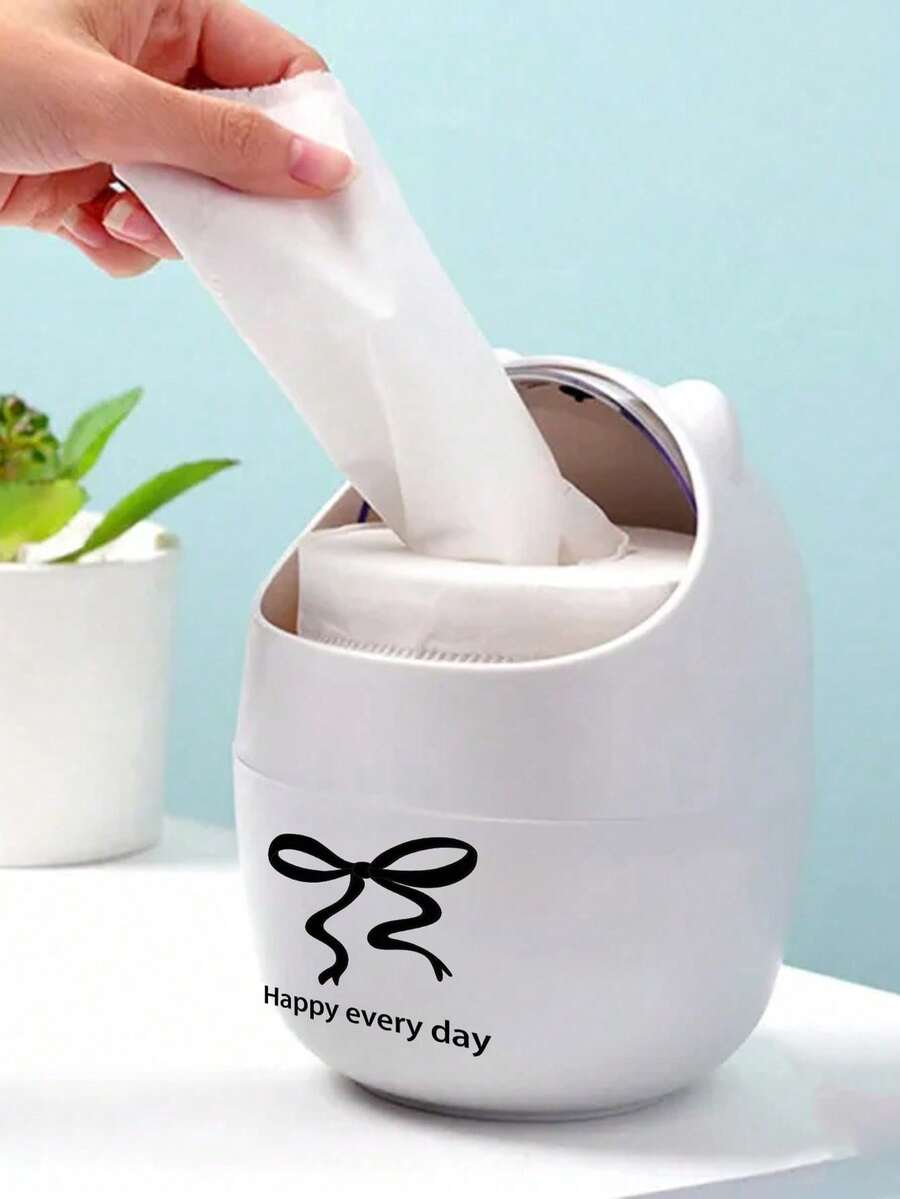 圓形迷你桌面垃圾桶 簡易回收容器創意塑膠廢物收納盒 廚房套組 可愛大開口可拆式蓋垃圾籃 方便丟垃圾 適用於臥室床頭櫃、書桌、客廳咖啡桌、電腦桌 開學季送給老師與同學的禮物 - 多色 - 查看 1