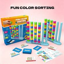 Rainbow Ring Stack – Fast-Paced Color Sorting Puzzle Game For Family Game Night | 2 Stack Racks, 84 Color Rings, 10 Challenge Cards | Fun 2-Player Or Solo Matching Board Game For Kids, Adults - Multicolor - View 6