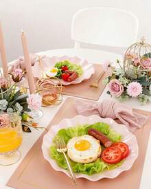 20Pcs Elegant Pink Plastic Plates - Choice Of 10inch" Dinner Or 7.5" Dessert Size - Heavy Duty Disposable Plates For Brunch, Tea Parties & Girls Birthdays  Weddings Party Outdoor Picnics Dishwasher - 粉色 - 查看 3