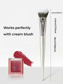 GUOXIAONIU 1pc Angled Blush Brush, Soft Synthetic Bristles, No Clumping Multi-Function Blush & Contour Makeup Brush, Suitable For Cream And Powder Blush - Rose Gold - View 7