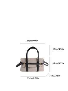 Women's Fashion Colorblock Canvas Tote Bag, Large Capacity Vintage Patchwork Commuter Handbag - Black - View 4