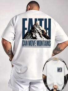 Christliches Grafik-T-Shirt für Männer "Glaube kann Berge versetzen" – Lässiges T-Shirt mit religiösem Zitat und Bergmotiv, Sommer-Geschenkset für Männer, Herren-Oberteil. - Schwarz - Übersicht 8
