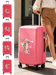 Little Elf Letter Print 18-32 Inch Durable Universal Luggage Cover, Dust-Proof And Scratch-Resistant Luggage Cover With Elastic Edge, Suitable For Flights, Honeymoon, Airport, Cruise, Business Travel, Unisex Travel Essential Accessory, Suitable For Family, Friends, Mother, Teacher, Fits Most Roller Luggage, Carry-On Bags, Trolley Bags,Back To School - Multicolor - View 1
