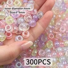 200/300pcs Mixed Color Pony Beads, Large Hole Barrel Beads For Dreadlocks, Jewelry Making Beads, Suitable For DIY Bracelets, Jewelry, Necklaces, Dreadlock Making Beads, Handmade Braided Bags - Multicolor - View 6