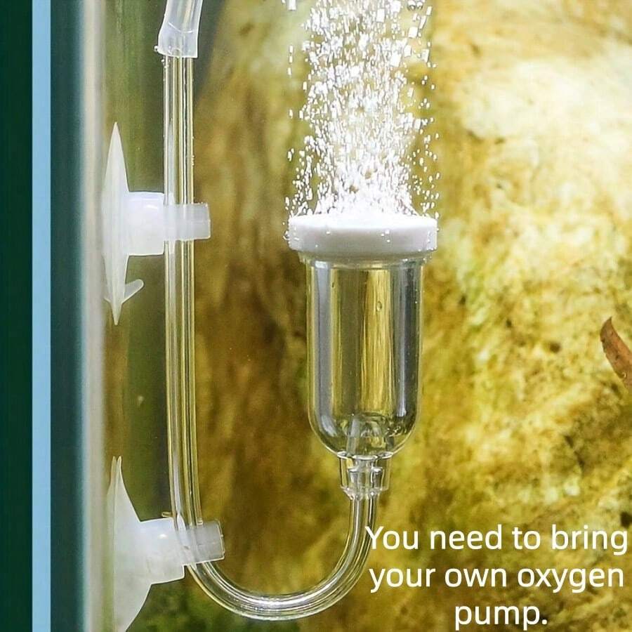 1個奈米霧化氧氣擴散器與靜音氣泡石充氧泵，無需電源/電池，奈米氣泡保持水質清澈，安裝簡單，設計緊湊，結構耐用，透明壓克力/塑料材質，適用於水族箱和魚缸，奈米氣泡圖案，水族充氧泵，魚缸充氧系統，高效淨化器，適用於淡水和鹹水魚缸