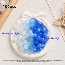 100/200pcs 6/8/10mm UV Color Changing Acrylic Beads,Abacus Beads,,Round Hole Loose Beads For Jewelry Making,DIY Necklace,Bracelet,Phone Charms,Keychain,Shoe Charms,Car Hanging Crafts,Spark Your Creativity - Multicolor - View 15