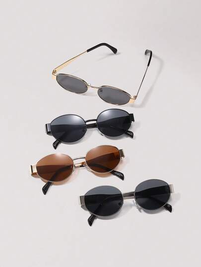 Visivana 1/4pcs Metal Geometric Full Frame Classic Fashion Glasses, Suitable For Back To School, Music Festivals, Beach Parties, Fishing, Driving, Golf