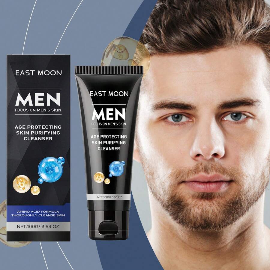 EAST MOON 100g Men's Facial Cleaner Daily Moisturizing Non-Irritating Enhance Smoothness Oil Control Removes Skin Surface Dirt And Aging Cuticles Make Skin Moist And Delicate Non-Tight Face Cleaning Cream