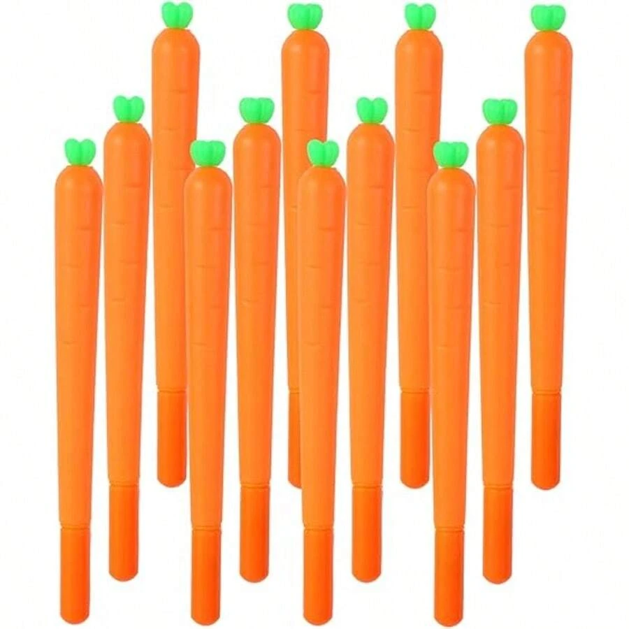 Elastic Silicone Carrot Gel Pen, Smooth Writing Vegetable-Shaped Novelty Pen, Suitable For Office And School Supplies, 0.5mm Black Ink, Back To School - Orange Color - View 1