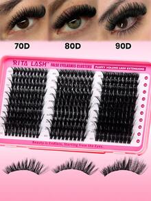 RITALASH 280pcs D Curl Individual False Cluster DIY Eyelashws Individual Lashes Mixed Tray Lash Clusters Extensions DIY Lashes At Home For Beginners - D - View 7