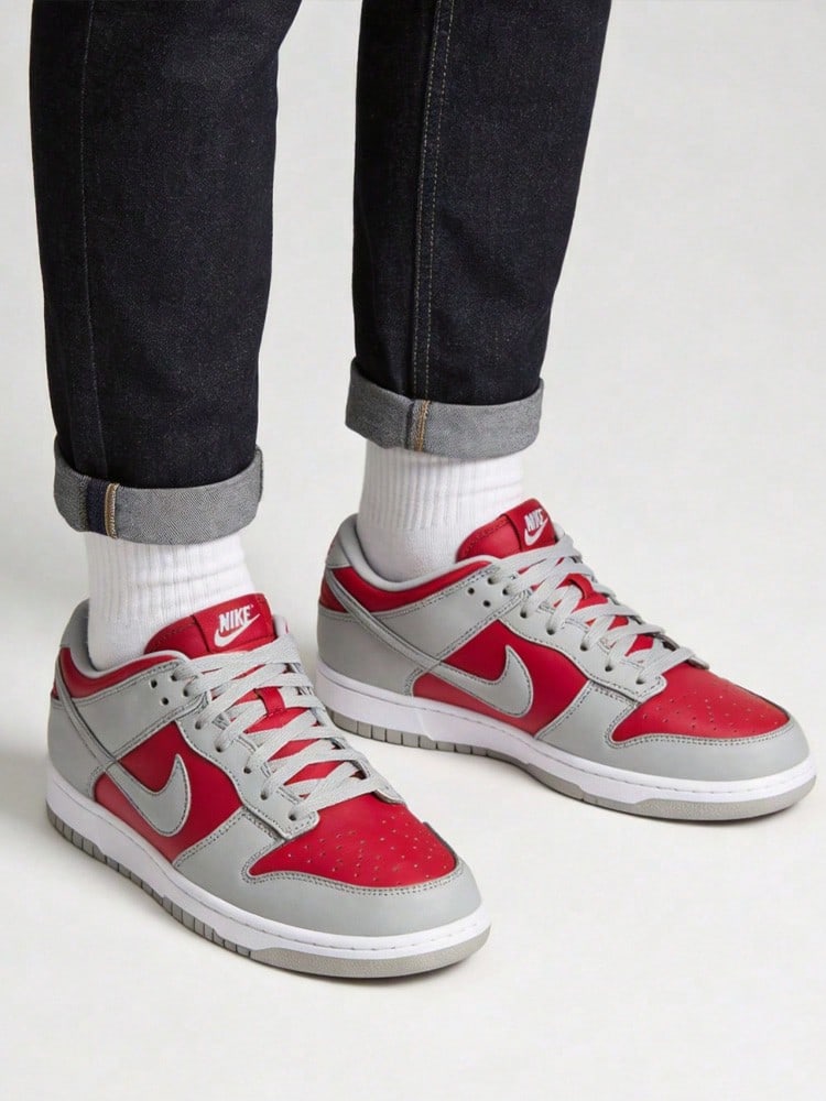 Nike Dunk Low "" Retro Street Classic Comfortable Versatile Low-Top Skate Shoes Unisex Grey Red - Gray-red - View 1