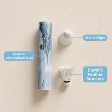 Professional Badminton Birdies Feather Shuttlecocks With Ink Wash Scenery Storage Tube, Stable Aerodynamic Flight, Durable For Beginner Intermediate Daily Practice Indoor Outdoor Sports, 12 Shuttlecocks Per Tube - White - View 9