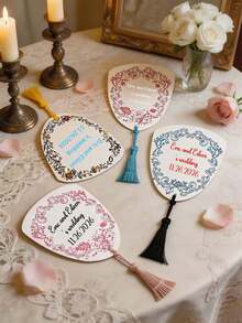 Segnalibri personalizzati con bordo floreale per matrimonio con nappine, nomi personalizzati dello sposo e della sposa e data, etichette per bomboniere di matrimonio, accessori vintage per inviti di matrimonio floreali - Multicolore - Visualizzare 4