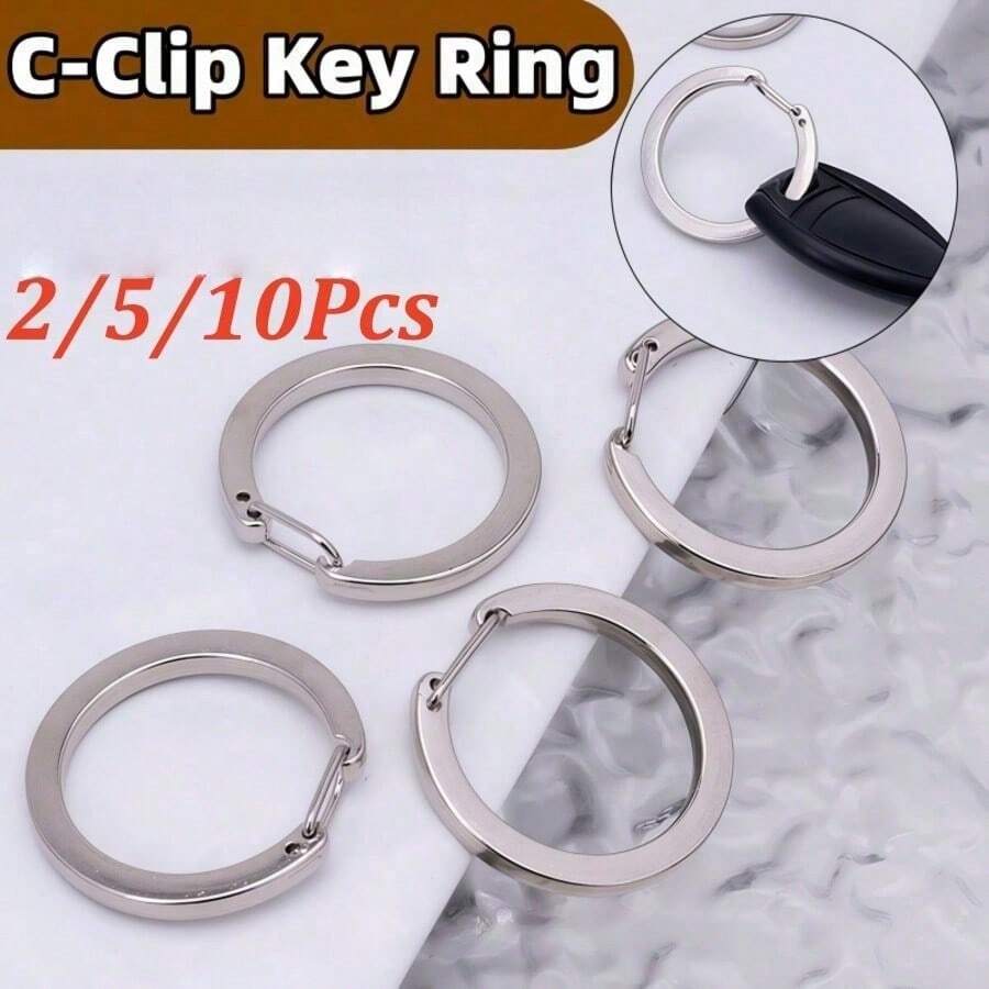 2pcs/5pcs/10pcs Minimalist Fashion Outdoor Spring Key Ring Open Loop, Polished Press-Button Key Carabiner, Suitable For Home, Car, Office Key Accessories - Multicolor - View 1