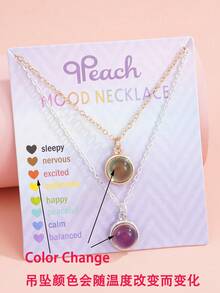 Set de 2 collares con colgante de corazón termocromático de capibara y cerradura y llave de conejo, joyería de mejor amiga - Multicolor - Ver 3