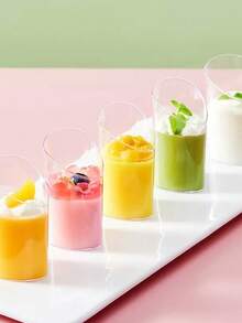 60ml 90ml 100ml 150ml Clear Slanted Dessert Cups, Mini Plastic Mousse Pudding Cups, Parfait Yogurt Containers, Suitable For Jelly, Ice Cream, Fruit, Cake, Snack Appetizer Service Cups, Wedding, Birthday Party, Catering, Buffet Dessert Display - Multicolor - View 10