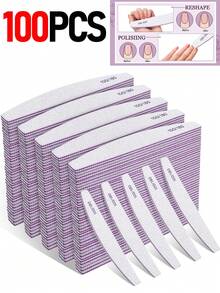 100/50/20/10/5/2/1件 雙面指甲銼條 專業美甲修護工具，適用於DIY指甲修形、拋光、磨光，適合女性手指甲與腳趾甲，居家與美甲沙龍使用，美甲用品 - 淺灰色 - 查看 8