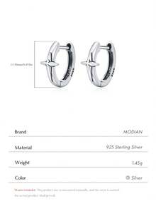 MODIAN Neutral Vintage Ear Buckle 925 Sterling Sliver Retro Exquisite Stars Small Hoop Earrings For Women Fine Jewelry - Silver - View 7