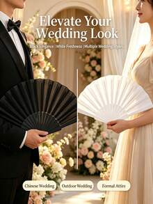 Solid Color Folding Hand Fan, 17-Inch Lightweight Fabric Handheld Fan, Plastic Fan Ribs, Portable Cooling Fan, Suitable For Wedding Party Decoration, Summer Daily Photography Props - A - View 4