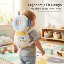 A Soft Baby Carrier Backpack With An Adjustable Plush Backrest In The Shape Of A Cartoon Animal, Made Of Colorful Polyester Fiber. - Wasps - View 2